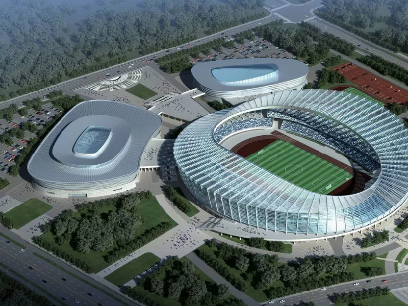 Cur Steel Structure pro Sports Centre Complex Optima Solutio in Stadio Constructione Moderno
