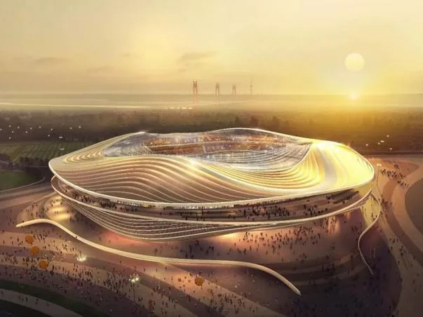 Large span ferro structurae pro stadio